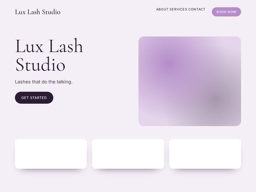 Sample lash studio website