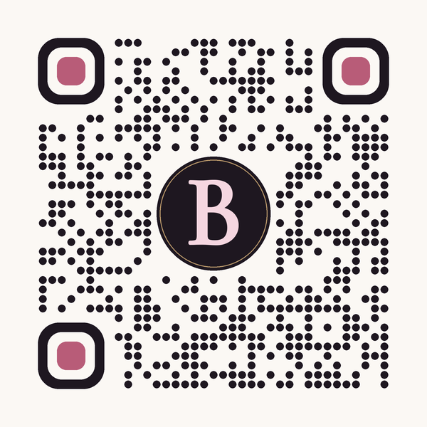 Branded QR code, soft dots with a B badge. Opens batesandcodigital.com