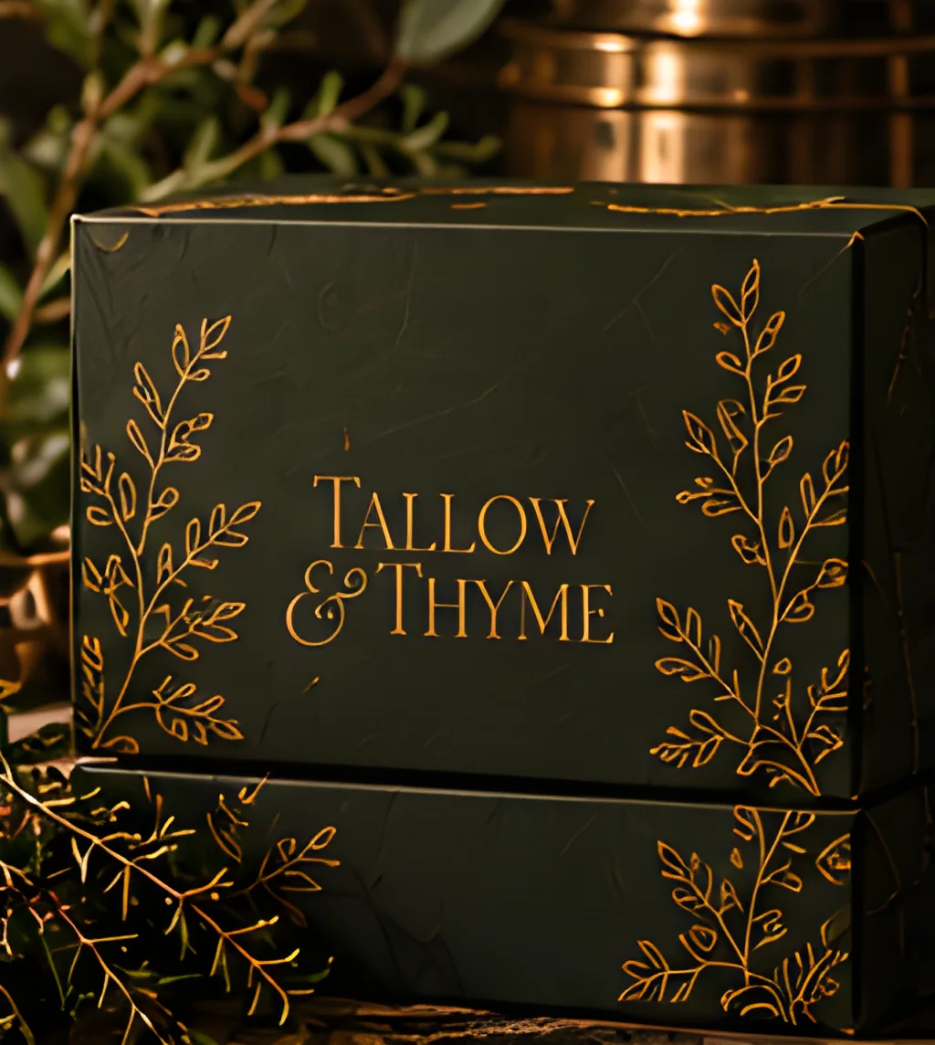 The Evening Ritual Gift Box in dark olive with gold botanical foil
